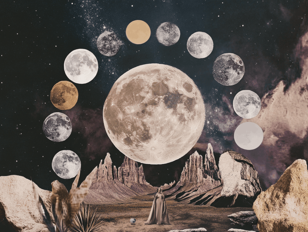 Surrealist astrology collage representing the weekly tarot horoscope for the week of  April 19 – April 25, 2026