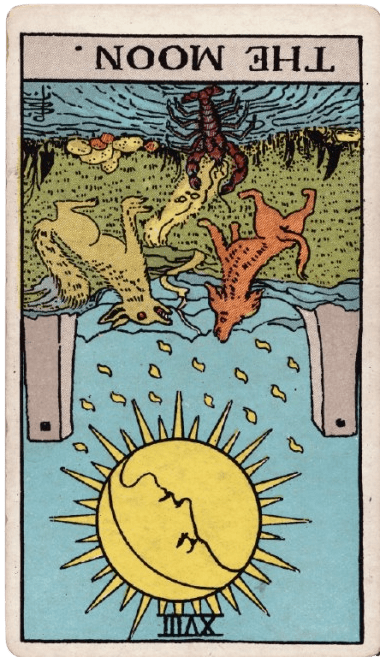 The Moon tarot card reversed — release of fear