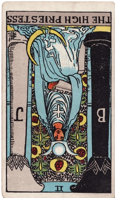 major arcana tarot card the high priestess reversed 