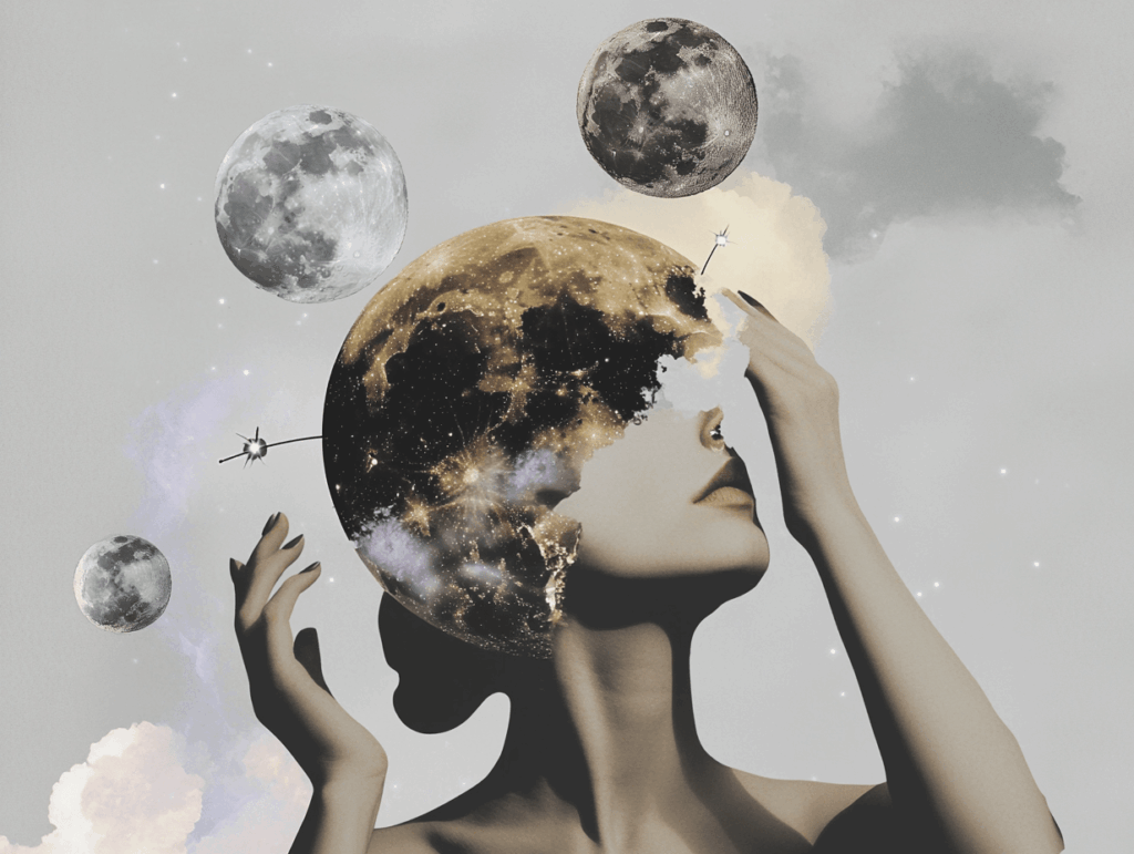 new moon in virgo surrealist collage