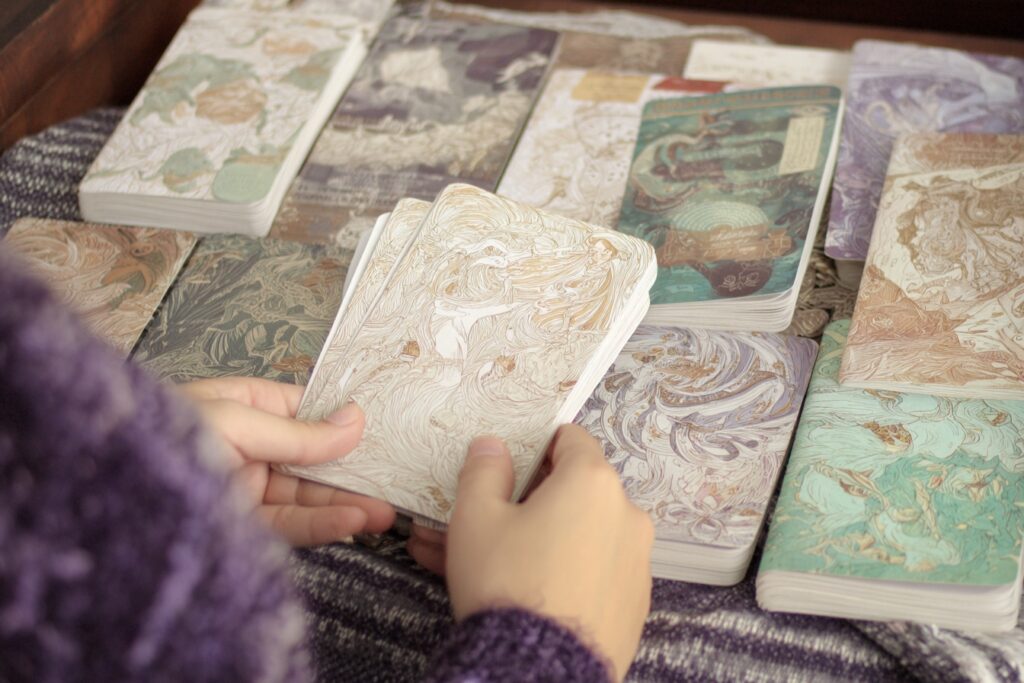woman playing with tarot cards