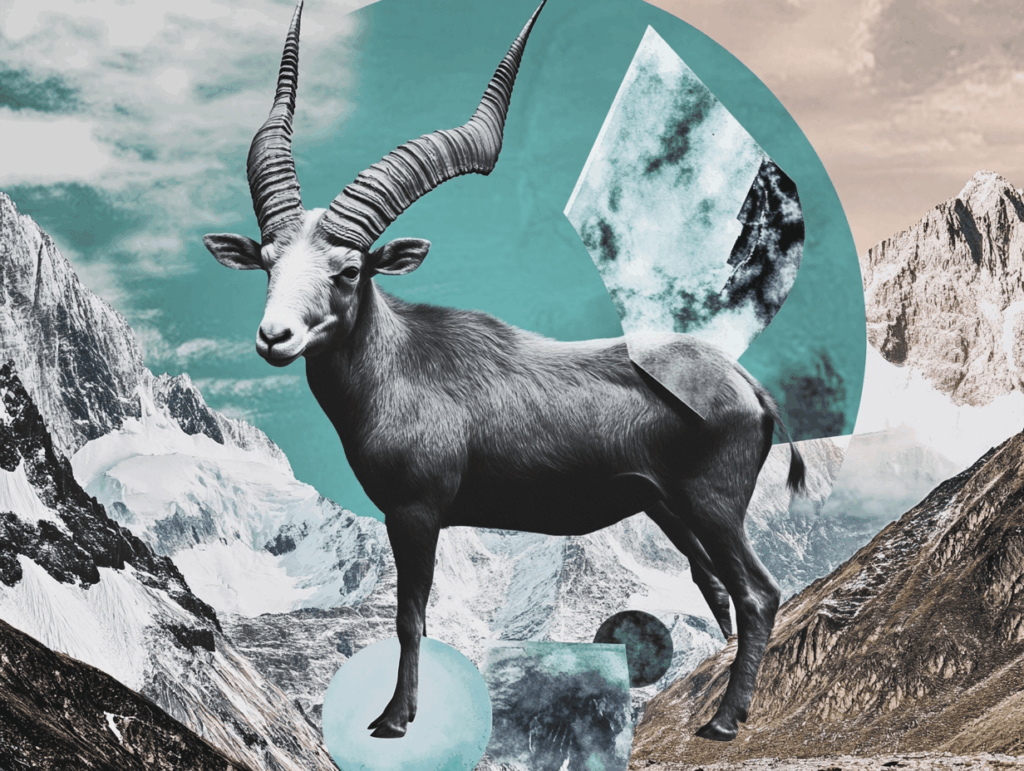 surrealist astrology collage for Capricorn season 2025