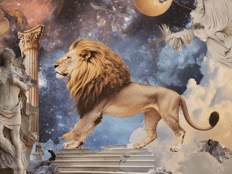 lion's gate portal 2025 numerology 88 surrealist astrology collage