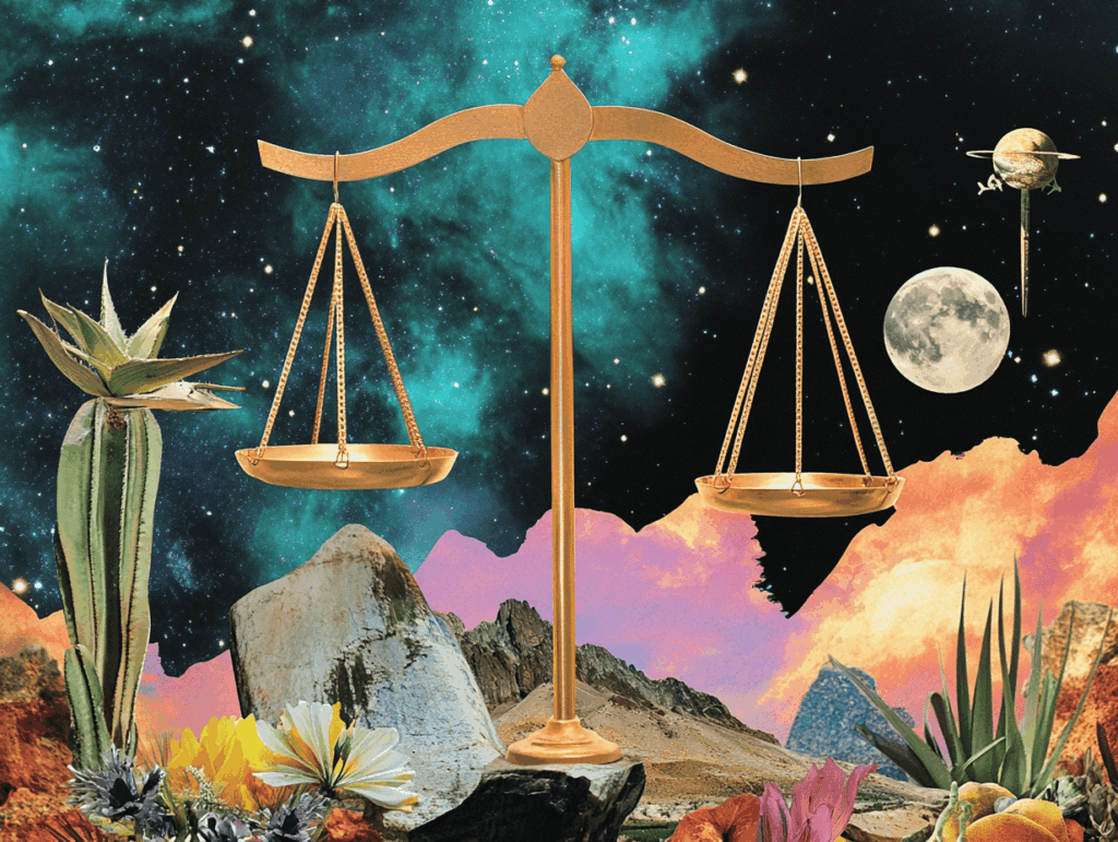 new moon in libra 2025 surrealist collage