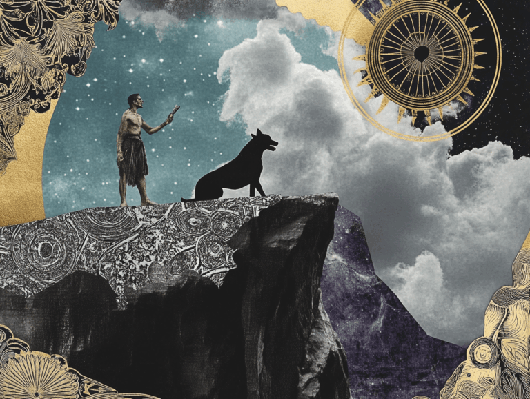 Surrealist astrology collage of the Tarot Horoscope forecast for the week of September 21 – 27, 2025