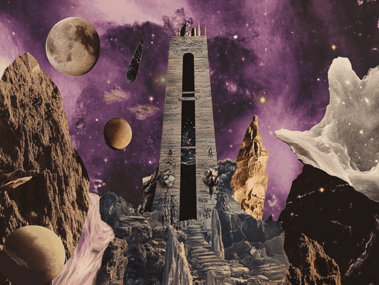 Surrealist astrology collage of the Tarot Horoscope forecast for the week of October 19–25, 2025