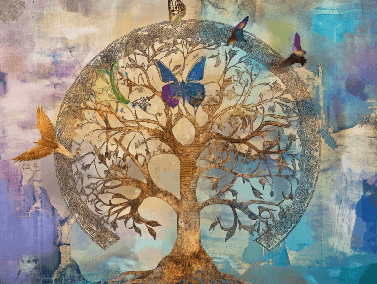 surrealist astrology collage representing Tarot & Kabbalistic Tree of Life