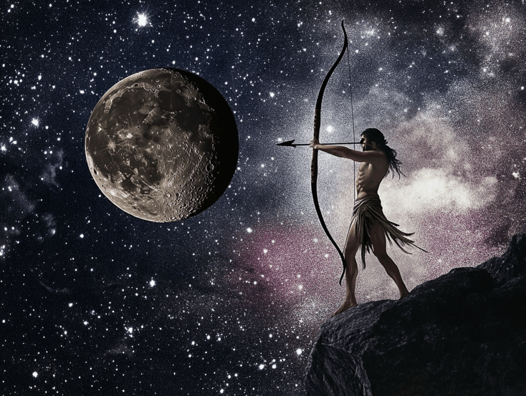surrealist astrology collage for the new moon in sagittarius