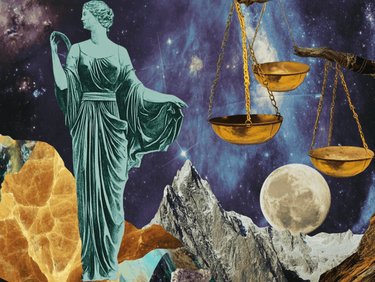 Surrealist astrology collage of the Tarot Horoscope forecast for the week of December 7 to December 13, 2025.