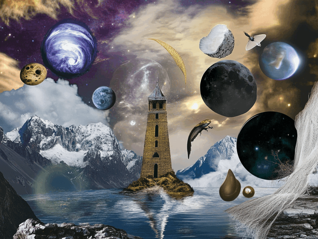 surrealist astrology collage for the week of January 4 - 10, 2026