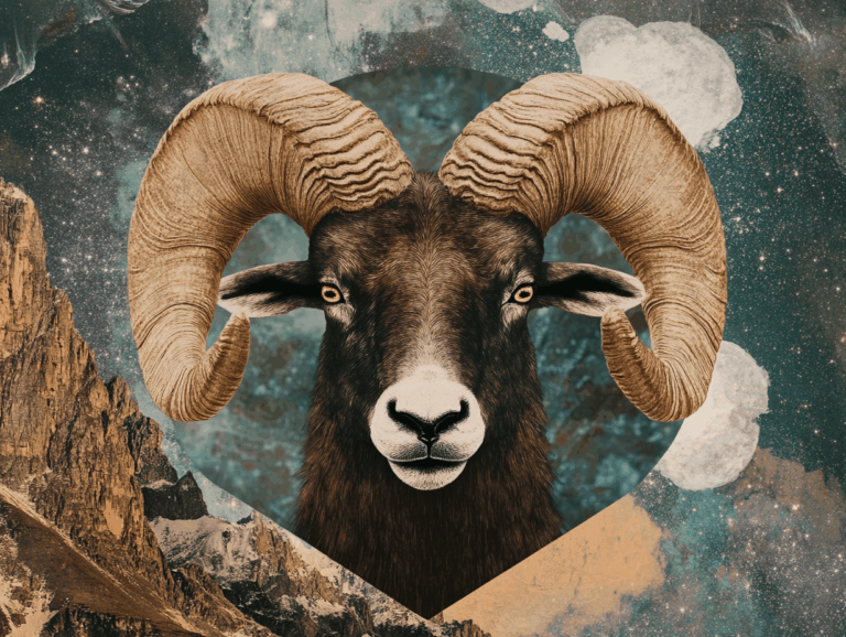 surrealist astrology collage representing Aries Season 2026