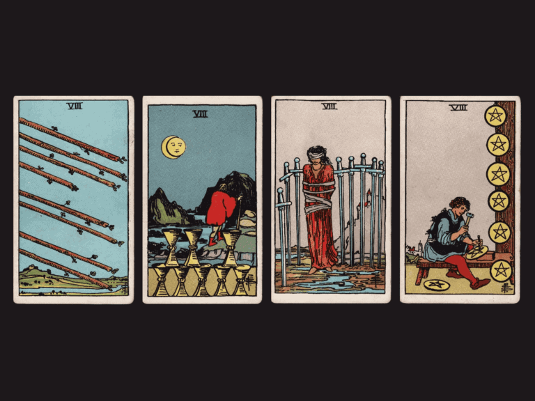 surrealist astrology collage representing the eights in tarot