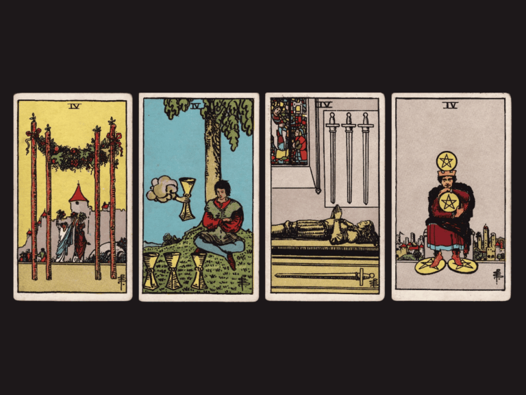 surrealist astrology collage representing the fours in tarot