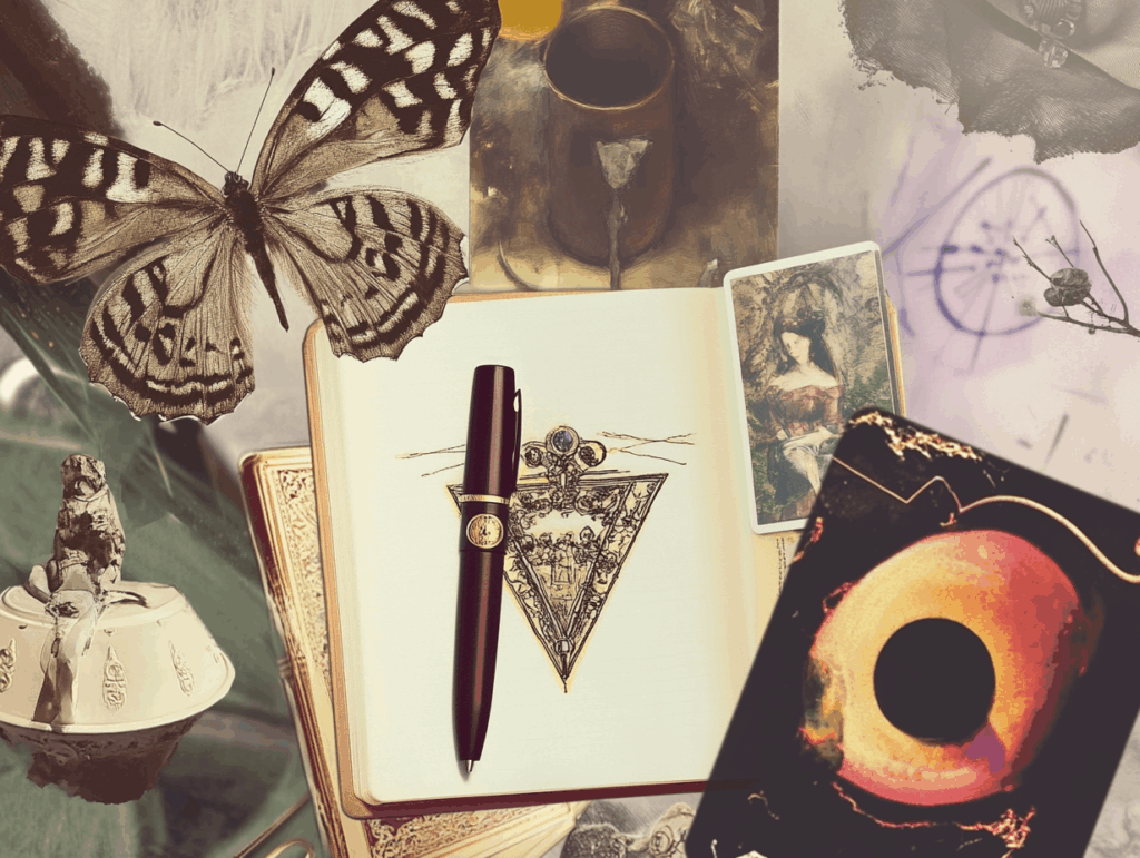 surrealist astrology collage representing the Tarot Journaling 101

