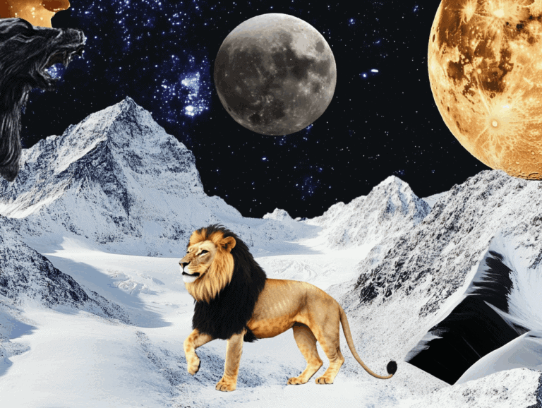 surrealist astrology collage representing New Moon in Leo
