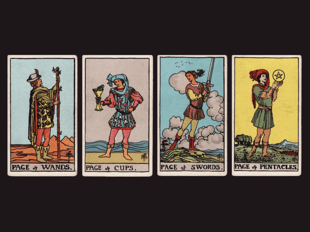 surrealist astrology collage representing the pages in tarot