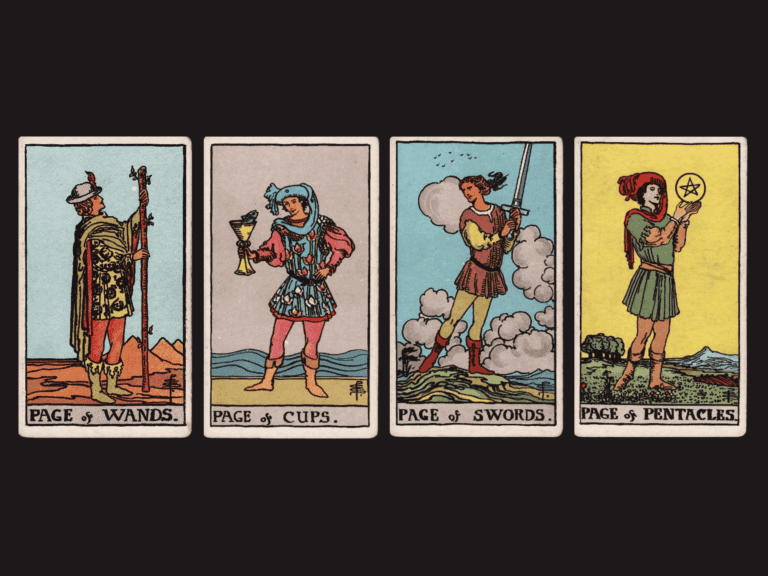 surrealist astrology collage representing the pages in tarot