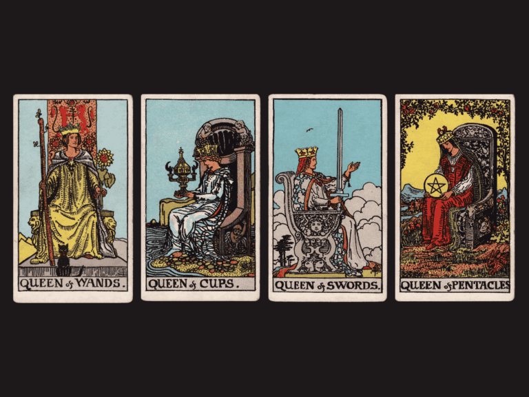 surrealist astrology collage representing the queens in tarot