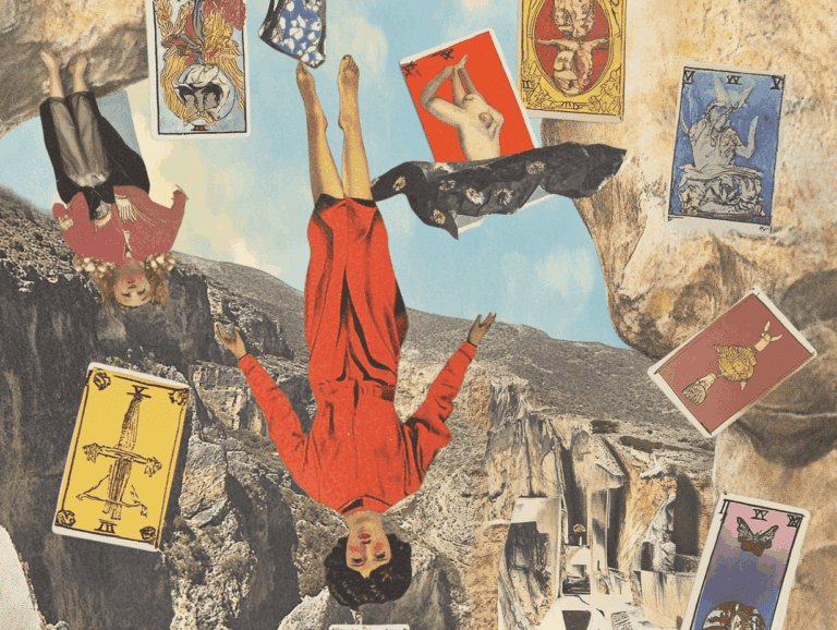 surrealist astrology collage representing the Reversed Tarot Cards