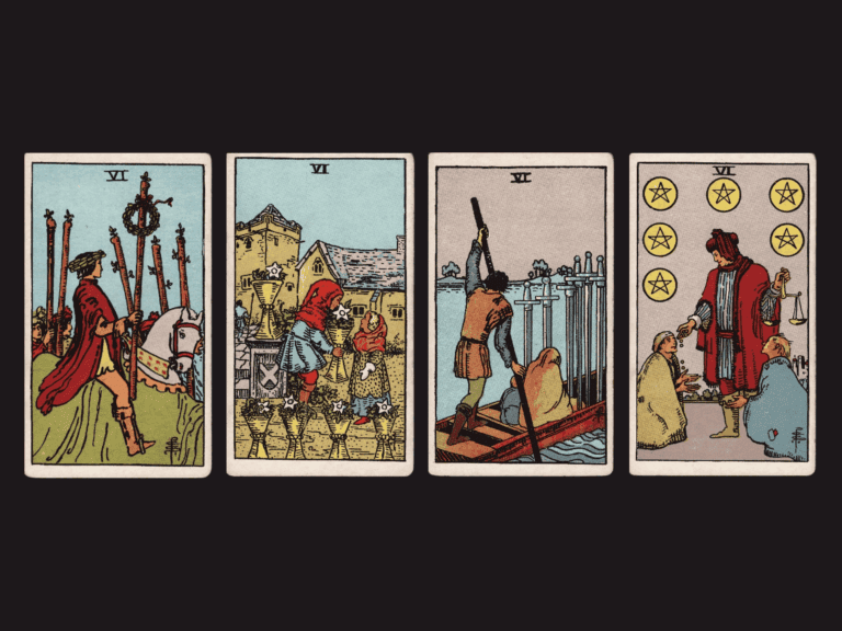 surrealist astrology collage representing the sixes in tarot