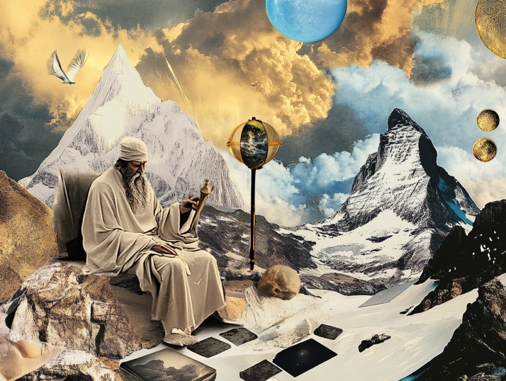 surrealist astrology collage representing the tarot horoscope for the week of February 15 - February 21