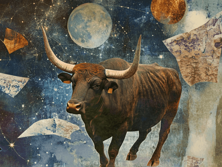 surrealist astrology collage representing Taurus Season