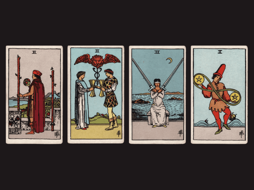 image with all 4 twos in tarot cards in the minor arcana