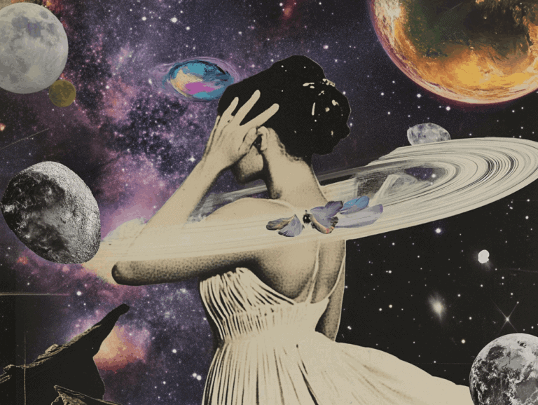 surrealist astrology collage representing the repeating suits and numbers