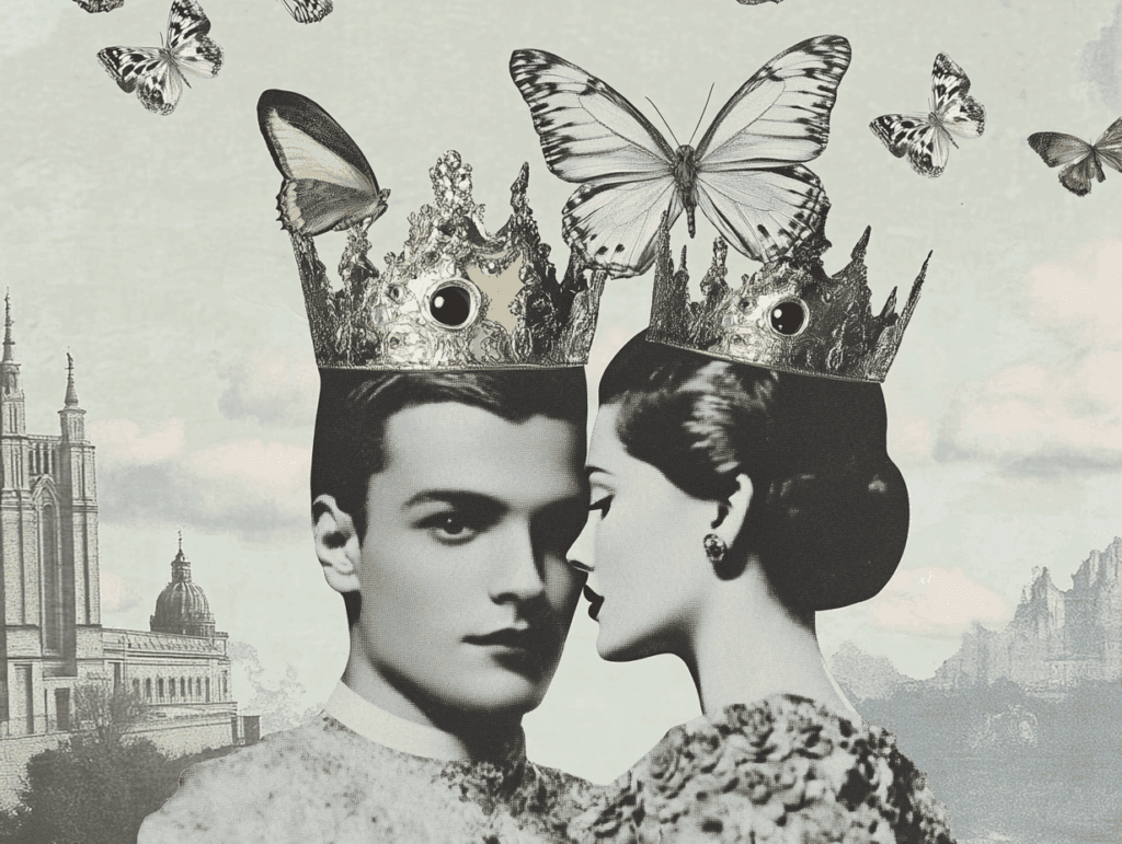 surrealist astrology collage representing the Interpreting Tarot Kings and Queens