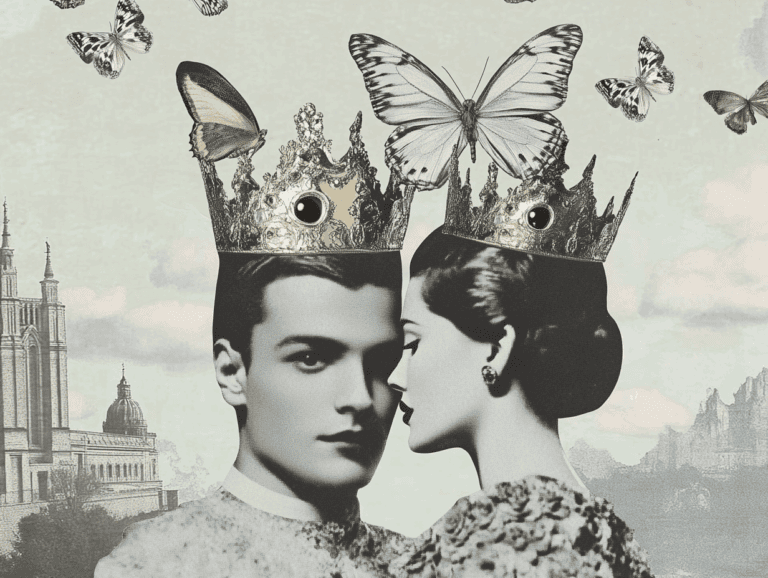 surrealist astrology collage representing the Interpreting Tarot Kings and Queens