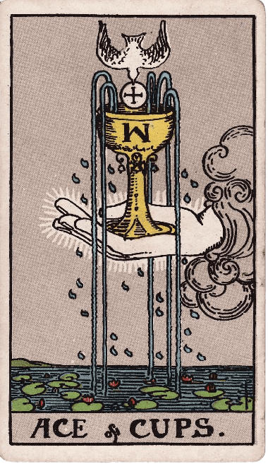 The Ace of Cups tarot card from the Minor Arcana suit of Cups