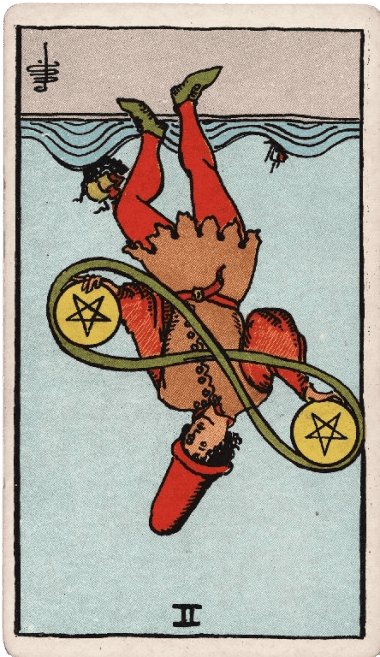 Two of Pentacles Reversed Meaning