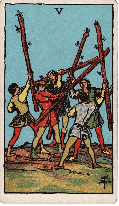 Five of Wands Upright Meaning