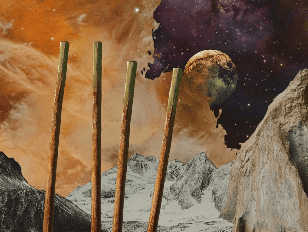 Surrealist astrology collage representing the weekly tarot horoscope for the week of March 29 – April 4, 2026