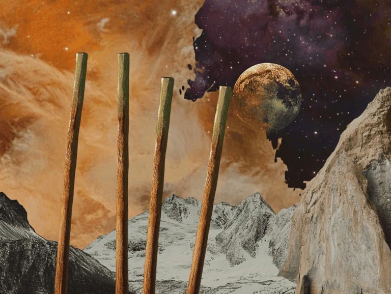 Surrealist astrology collage representing the weekly tarot horoscope for the week of March 29 – April 4, 2026