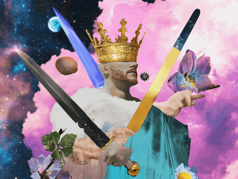 Surrealist astrology collage representing the weekly tarot horoscope for the week of May 31 – June 6, 2026