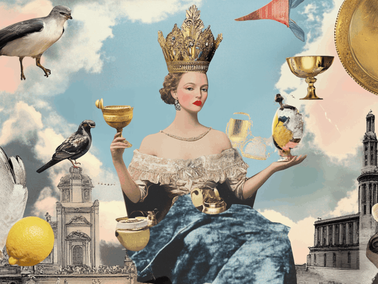 surrealist astrology collage representing a tarot horoscope for the week of March 1 - March 7, 2026