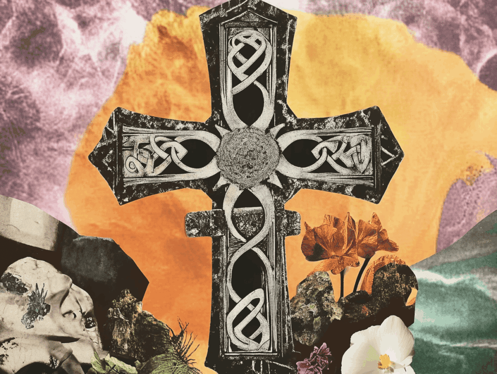 surrealist astrology collage representing the Celtic Cross Spread