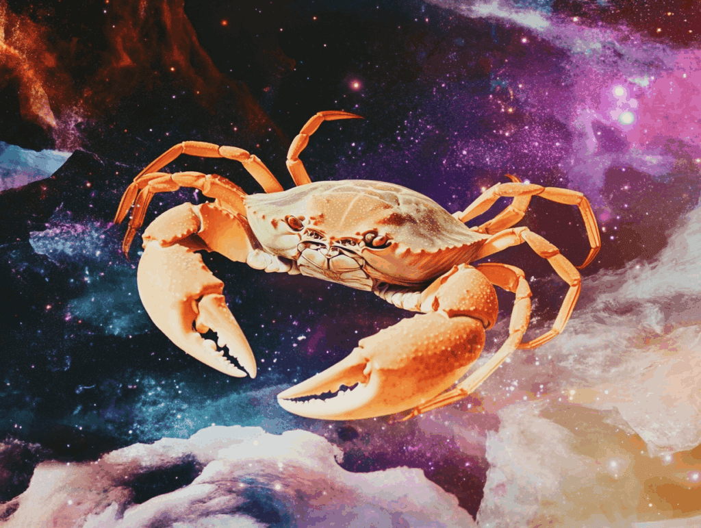 surrealist astrology collage representing cancer zodiac sign