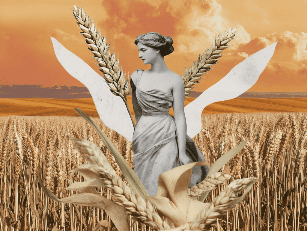 surrealist astrology collage representing the virgo zodiac sign