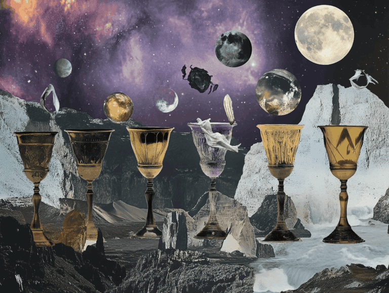 Surrealist astrology collage representing the weekly tarot horoscope for the week of June 21 – June 27, 2026