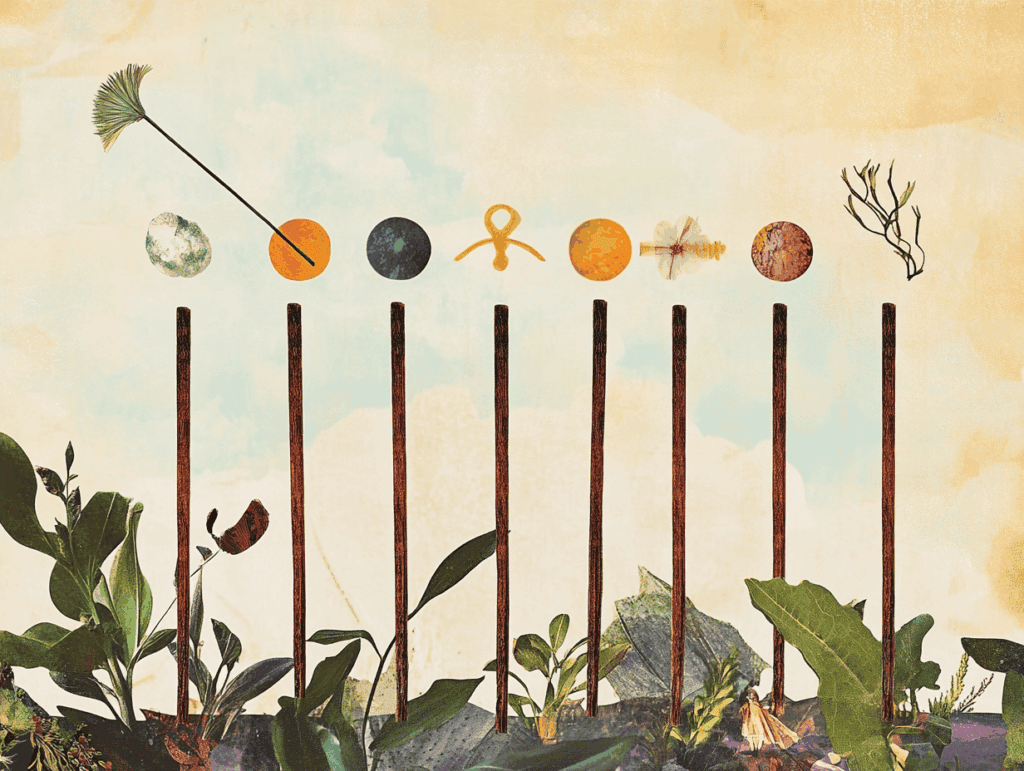 Surrealist astrology collage representing the weekly tarot horoscope for the week of  June 28 – July 4, 2026