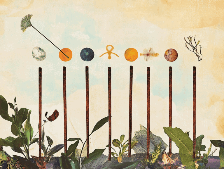 Surrealist astrology collage representing the weekly tarot horoscope for the week of June 28 – July 4, 2026