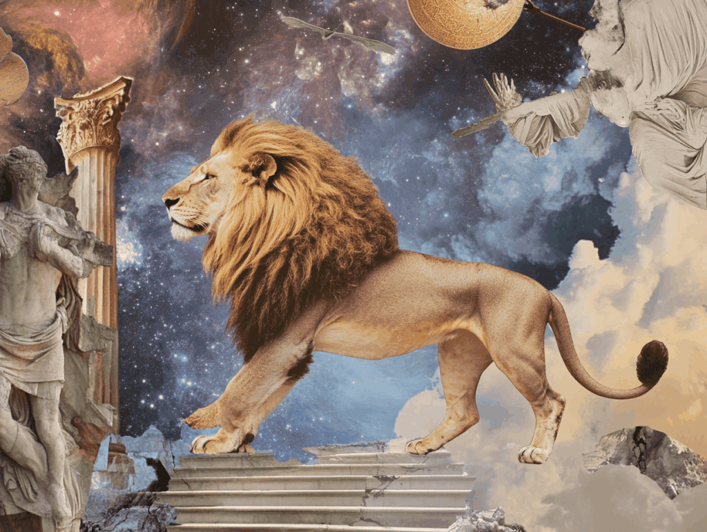 leo season 2026 in surrealist astrology collage