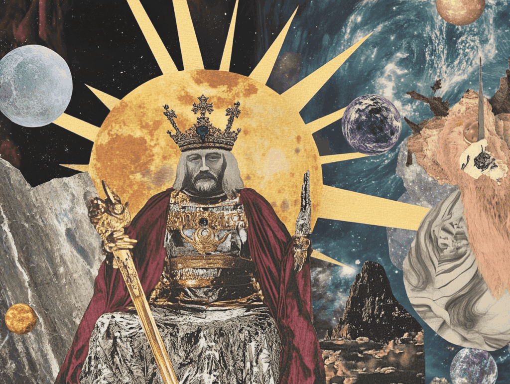 Surrealist astrology collage representing the weekly tarot horoscope for the week of July 12 – July 18, 2026