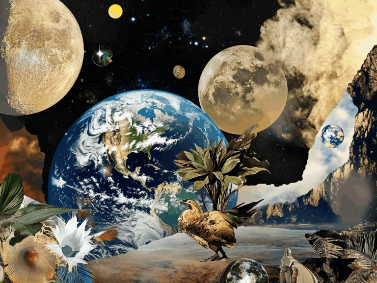 Surrealist astrology collage of the Tarot Horoscope forecast for the week of August 30 – September 5, 2026