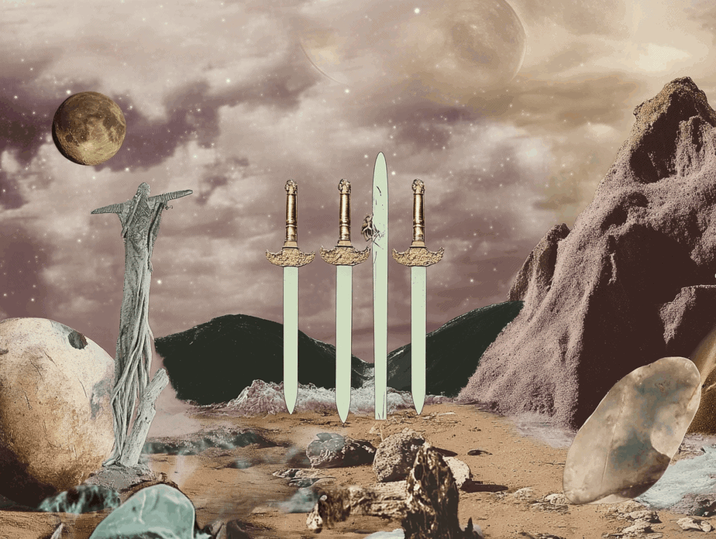 Surrealist astrology collage of the Tarot Horoscope forecast for the week of September 20 – September 26, 2026