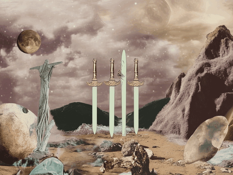 Surrealist astrology collage of the Tarot Horoscope forecast for the week of September 20 – September 26, 2026
