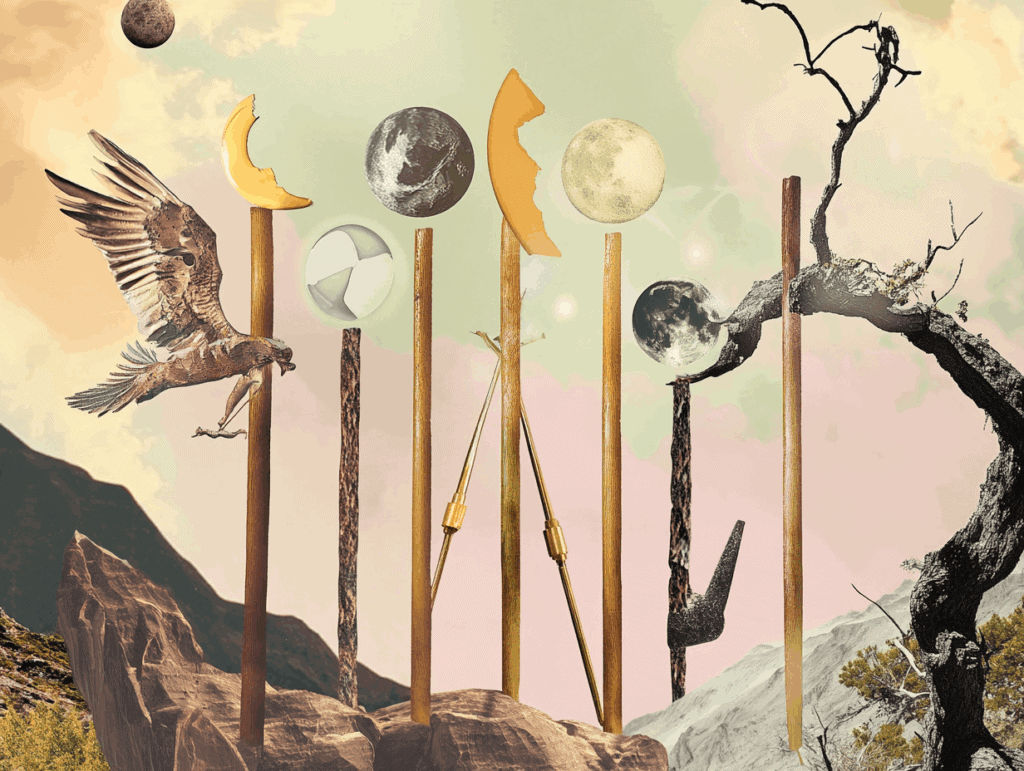 Surrealist astrology collage of the Tarot Horoscope forecast for the week of October 18-24, 2026