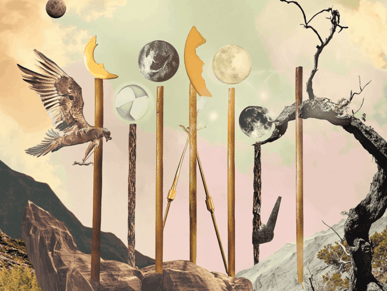 Surrealist astrology collage of the Tarot Horoscope forecast for the week of October 18-24, 2026